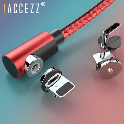 !ACCEZZ Dropshipping 90 Degree Magnetic USB Charger Cable For iPhone 11 Xiaomi Huawei Samsung Android 8 Pin Fast charging Cables