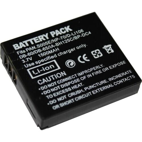 Battery Pack for Panasonic CGA-S005, CGA-S005A, CGA-S005A/1B, CGA-S005E, DMW-BCC12, DMW-BCC12PP Rechargeable Lithium-ion
