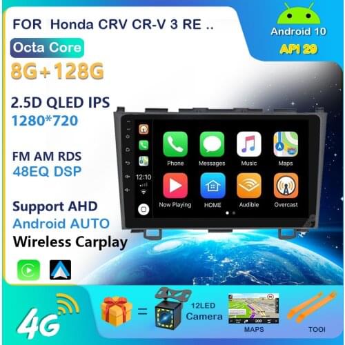 4+64G For Honda CRV CR-V 3 RE 2006 2007 2008 2010 2012 Car Radio Multimedia Video Player Navigation GPS Android 10 No 2din