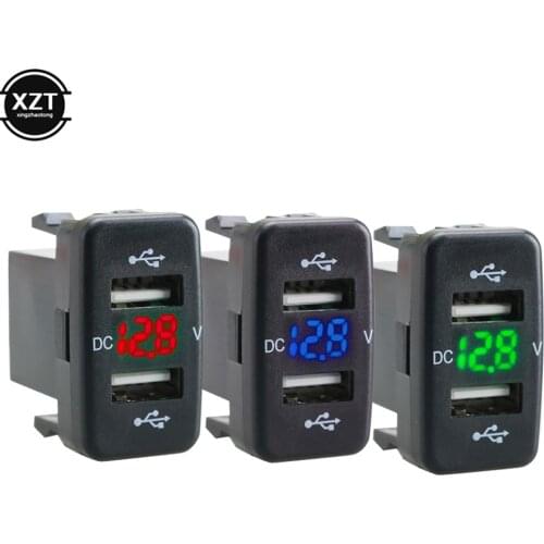 12V-24V Car Charger Socket Car 4.2A Dual USB Ports Socket Charger Voltmeter Power Socket forToyota series Cars