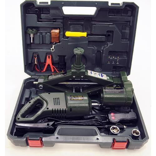 12V DC 3Ton Automotive Electric Jack Lifting Tools with Impact Wrench Wireless remote control Scissor Jack Green QZ019