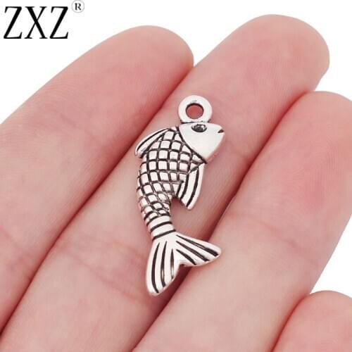 ZXZ 20pcs Fish Charms Pendants Beads for Bracelet Necklace Jewelry Making Findings 32x13mm