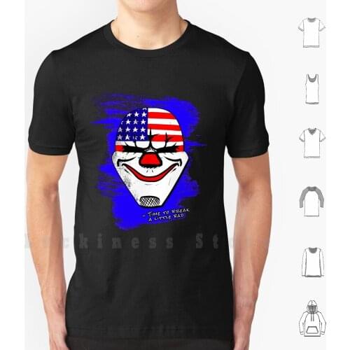 Dallas T Shirt Big Size 100% Cotton Payday Payday 2 Heist Nathan Steele Dallas Houston Hoxton Chains Wolf Mask Clown First