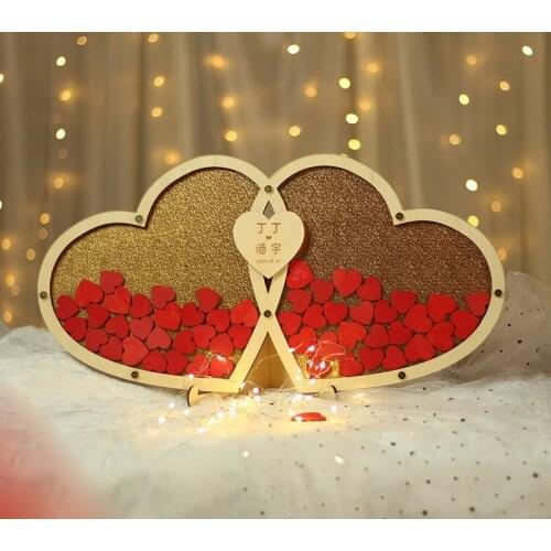 Double Heart Design Personalization Infinity Wedding Guestbook Alternative Guest Book Sign Custom Dropbox