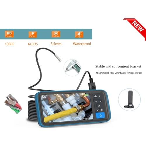 Dual Lens Industrial Machinery Endoscope 8.0MM 5M Rigid Cable Engine Drain Inspection One-Hand Operation with Large HD Screen