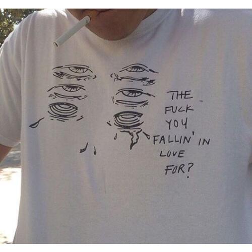 Fallin' In Love for Funny Quotes T Shirt Man Summer Fashion Casual Tumblr Grunge White Tee Aesthetic Art T Shirts Outfits