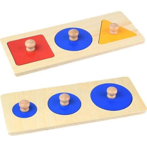 Baby Montessori Sensory Toys Wood Geometric Puzzle Board Square Triangle Learning Educational Jigsaw Toy for Toddlers 2-4-6 Year