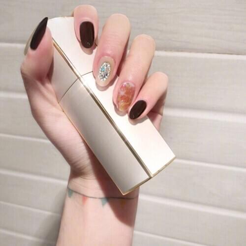 Ins fashion beautiful pure color with 3d decoration fake nails Japanese lady french false nails middle-long bride full nail tips