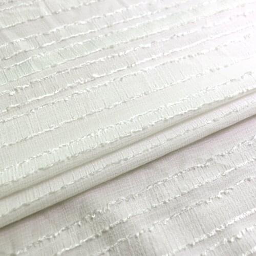 By Yard Jacquard Cream White Stripe Crepe Chiffon Fabric For Wedding