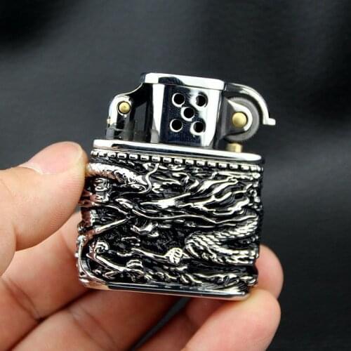 Helmet God Dragon Silver Black Pure Copper Shell Kerosene Lighter Smoking Accessories for Weed Regalos Para Hombre Originales