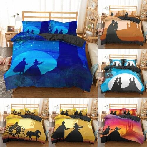 Cartoon Castle Duvet Cover Bedding Set Princess Prince Home Textile 3D Bedclothes Pillowcase For Children Twin Full Size135x200