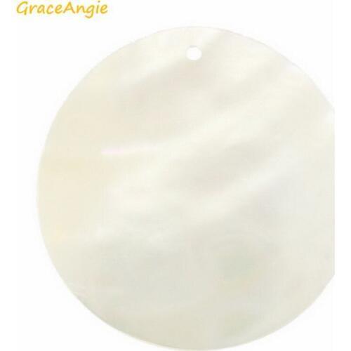 GraceAngie 20pcs Wholesale Polished Smooth Round Natural Opaque Sea Shell With Hole for DIY Bohemian Necklace Earring Jewelry