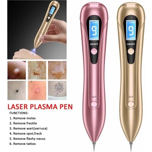 9 level Laser Plasma Pen LCD Mole Removal Machine LED Lighting Skin Corn Freckle Tag Nevus Dark Age Sweep Spot Tattoo Remover