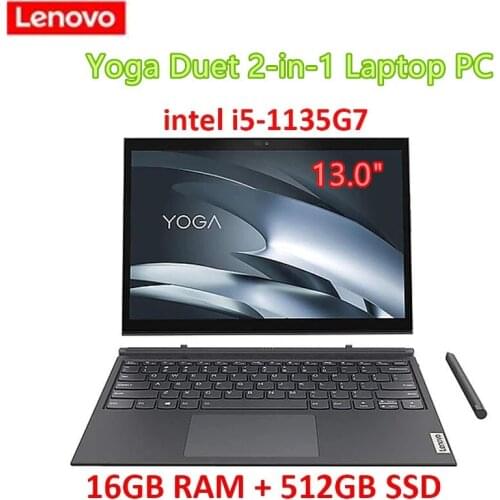 High-end 2021 Lenovo Yoga Duet 2-in-1 Laptop PC 13Inch 2K Touch Tablet+Keyboard i5-1135G7 16GB 512GB SSD Touch ThunderBolt4