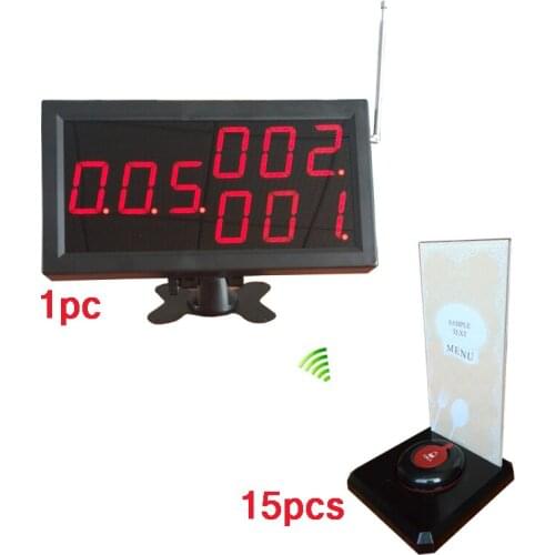 Fashion Wireless Calling System for restaurant coffee bar, one set of 15pcs table buttons and 1pc screen
