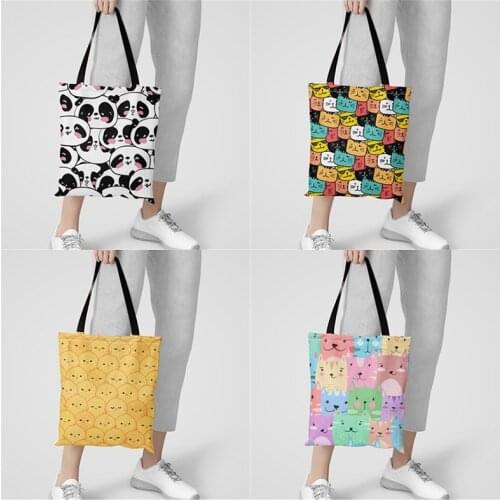 New Cartoon 3D Print Tote Bag For Women Reusable Shopping Bags Groceries Folding Travel Bags Pouch Bags School Book Bag
