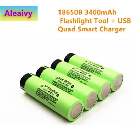 2020 new NCR34B 18650B 3400mAh 18650 lithium ion rechargeable battery + USB smart charger for flashlight toy tools