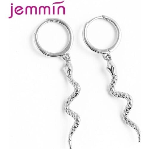 Punk Style Snake Earrings High Quality 925 Sterling Silver Hoop Earrings for Women Fashion Hoop Earrings CZ Jewelry Party Gift