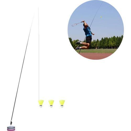 Portable Badminton Trainer Telescopic Elastic Rod Self-study Rebound Power Base Practicing Set for shuttlecock Badminton Learner