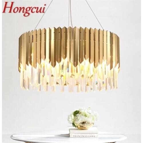 Hongcui Ceiling Chandelier Crystal Gold Modern Luxury LED Home Decorative Fixtures For Living Room Dining Room Villa Duplex