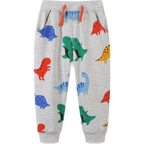 Jumping Meters 2021 Dinosaurs Print Boys Sweatpants Drawstring Kids Full Length Trousers Pants Autumn Winter Childrens Clothing