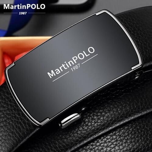 MartinPOLO Genuine Leather Belt men Cowhide Strap For Male luxury belts for men Automatic Alloy Buckle Business belt MP02601P