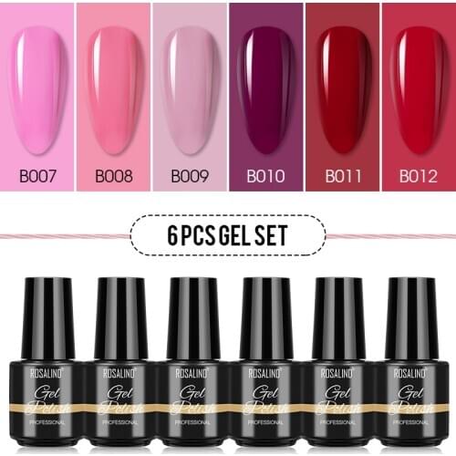 ROSALIND 6PCS/Kit Gel Polish Set Manicure Nails Art Design Soak Off Semi Permanent Gel Lacquer Need Base Top Primer Gellak