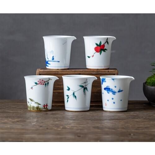 Hand-Painted Pitcher Fair Cup Single Cup Tea Seiko Tea Ware Ceramic Kung Fu Tea Set Accessories Creative Public Cup Chahai