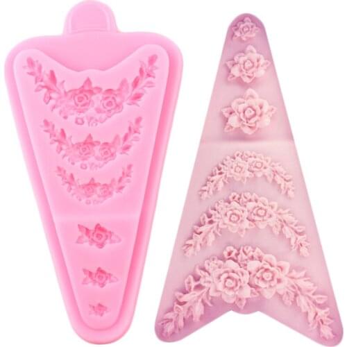 Sugarcraft Flower Silicone Mold Wreath Lace Cake Border Fondant Mould Wedding Cake Decorating Tools Chocolate Candy Resin Molds