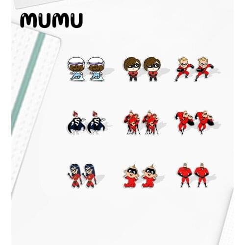 2021 New Incredibles Family Stud Earring Jack Edna Epoxy Jewelry Resin Acrylic Earrings Handmade Gifts Girl