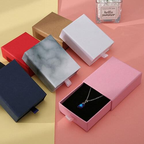 Jewelry Box White Pink Black Necklace Earring Bracelet Brooches Packaging Craft Paper Drawer Box for Gift Display