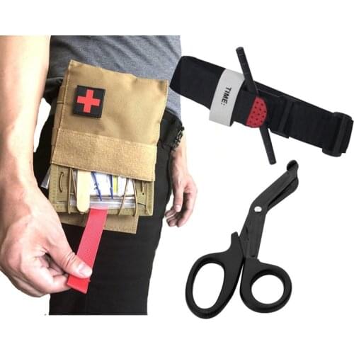 Molle Pouch Durable 600D Nylon Tactical Medical Pouch Rip-Away EMT First Aid Pouch with Tourniquet and Scissors