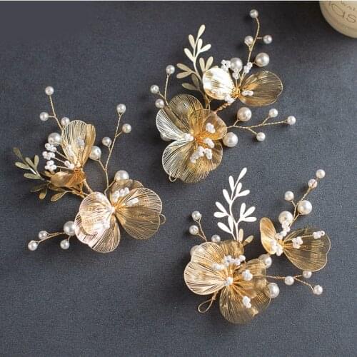 Wedding Bride gold Hairstyle Comb Flower And Leaves Style Rhinestone Hair Comb Hair Decoration, Wedding Bride Hair Pin for women
