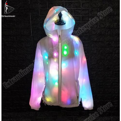 LED Party Clothes Colorful Glowing Casual Top Flashing Lights Jacket Coat pants Costumes Set Luminous Christmas Halloween Party