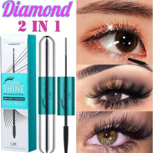 2 in 1 Double Head Mascara Brighten Waterproof Long Eye Cosmetics Black Lasting Eyelashes N8C9