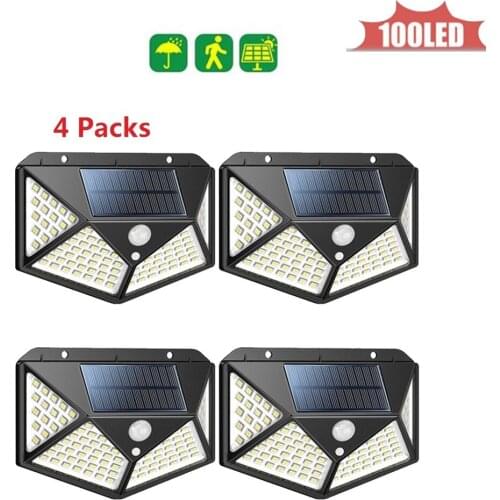 100LED Solar Lights Outdoor PIR Motion Infrared Sensor Energy Saving Separable Waterproof Garden Lamp Yard Wall Path Light 4 sid