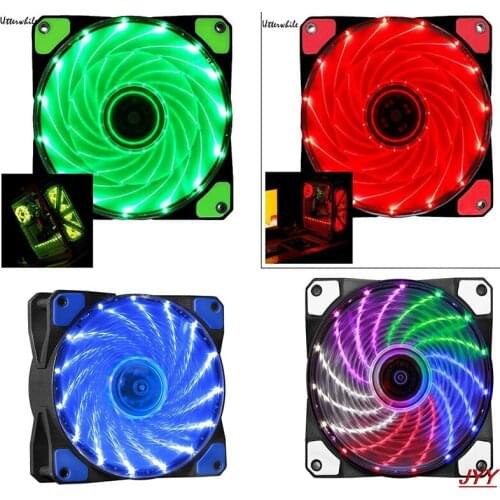 15 LED 12V fan cooler 9 blades 4PIN 12cm ultra-quiet computer PC case colorful colors