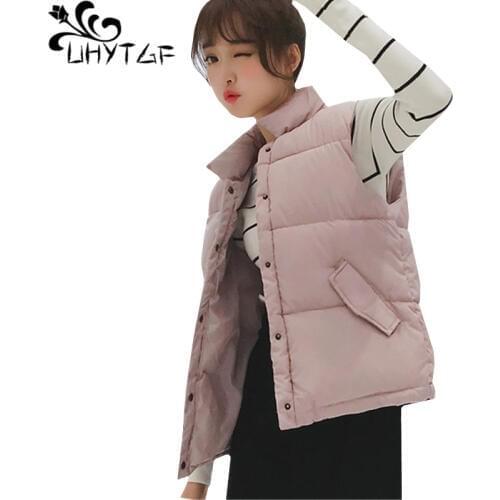 UHYTGF women Spring autumn vest Sleeveless student loose plus size vest female Down jacket casual warm short vests waistcoat 788