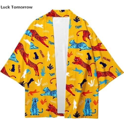Plus Size XXS-4XL Cartoons Printing Japanese Style Fashion Kimono 2021 Men and Women Cardigan Blouse Haori Obi Asian Clothes