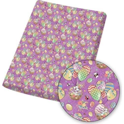 Easter Polyester Cotton Fabric Cartoon Rabbits Printed Cloth Sheets DIY Dress Handmade Masks Materials Home Textile 145*45cm 1pc