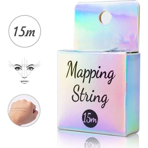 15M White OR Black Color Tread Eyebrow Mapping String for Micro blading - Pre-Inked - 1 mm Fine Bamboo Charcoal Thread