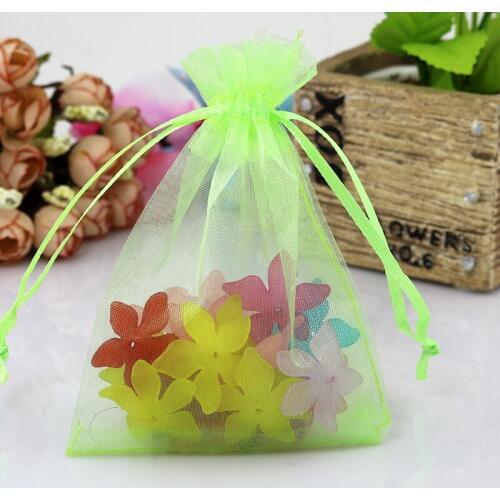 15x20cm (5.9"x7.87") 500pcs/lot Light Green Organza Bag Boutique Jewelry Packaging Bag Cute Organza Pouches Drawstring Gift Bags