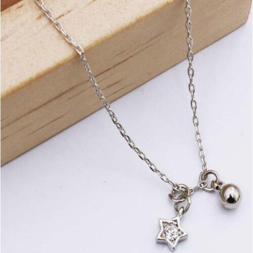 2018 Korean Fashion Simple Five-pointed Star Necklace Zircon Ball Clavicle Chain Thin Chain Sweet Lady Necklace Elegant Jewelry