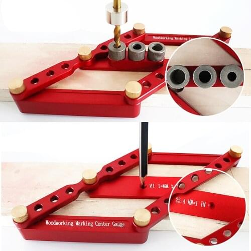 3-in-1 Center Drill Puncher Scriber Round Drilling Dowel Jig Fixture Sliding DIY Perforator Functional Scriber