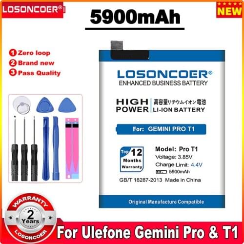 LOSONCOER 5900mAh Battery For Ulefone Gemini Pro T1 Replacement Smart Phone Batteries+Quick Arrive