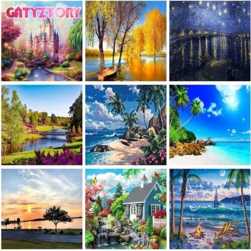 GATYZTORY Diamond Painting Full Square Round 5D Diamond Embroidery Landscape Cross Stitch Mosaic Decor For Home Art Gift