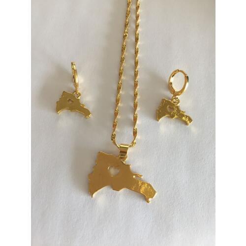 Bangrui New Fashion Ethiopian Jewelry Set Pendant Necklace & Earring Fashion Circle Design Gold Color