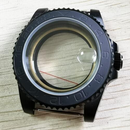 BLIGER transparent back Watch Case 40mm With Sapphire Glass PVD Plated Fit MIYOTA NH35 Auto Movement
