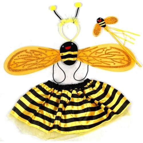 4Pcs/Set Halloween Children Cute Bee Costumes Baby Ladybug Cosplay Costume For Kids Fairly Party Dresses For Girls age 1-3Y