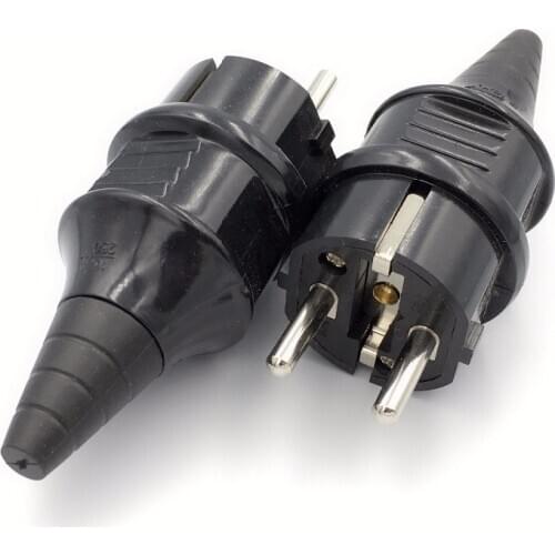 EU European Waterproof IP54 Industrial Electric Power Male Schuko Plug Rewireable Socket Outlet Adaptor Extension Cord Connector